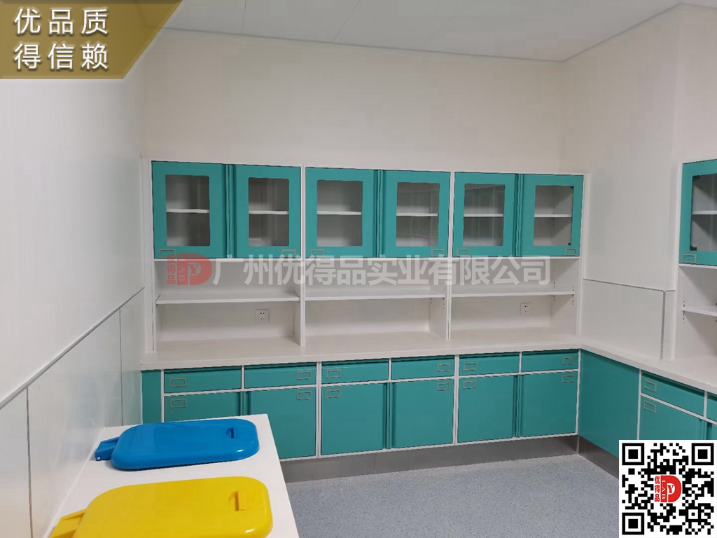 医院处置室台柜配药操作吊柜钢制配液柜台木质感应式垃圾柜